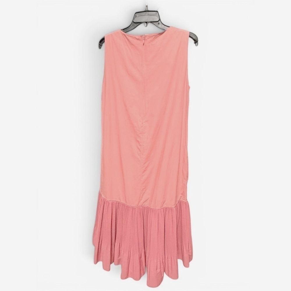 COS Dress Women 8 Muted Pink Pleated Ruffle Hem Midi High-Low Sleeveless Pockets - Picture 4 of 10